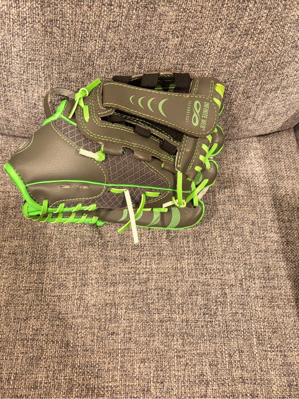 Youth Gray and Neon Green Baseball Glove - Unbranded